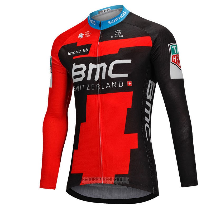 2018 Fahrradbekleidung BMC Rot und Shwarz Trikot Langarm und Tragerhose